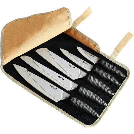 Hecef 11-Piece Kitchen Knife Set, Stonewashed Steel Ultra Sharp Japanese Chef knives with Roll Bag and Sheaths