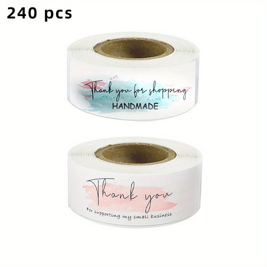 240 Stickers, 2 Rolls Minimalist Rectangular Thank You Stickers Label Stickers Creative Decoration Stickers Marking Decoration Notes 2.95*0.98inch